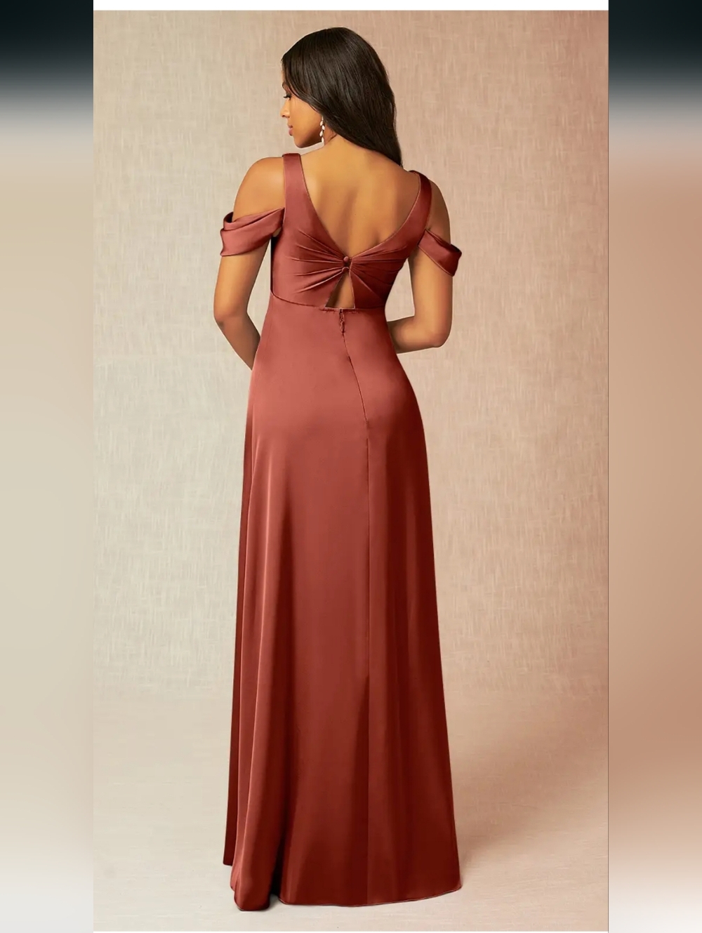 NWT Azazie Maternity Off-The-Shouler Stretch Satin Dress Size 6 - Picture 7 of 15